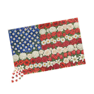 Floral American Flag Puzzle — Patriotic Flower Jigsaw (110/252/520/1014 pcs)