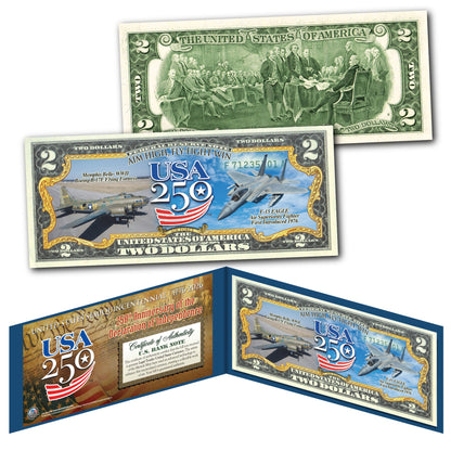 USA 250th Anniversary Military Bill Collectible $2 Bill Bundle [SAVE 10%] (Only 250 Available)