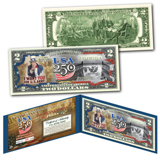 [FLAG BORDER] U.S Army "This We'll Defend" - Genuine Legal Tender U.S. $2 Bill (250 Available & Individually Numbered)
