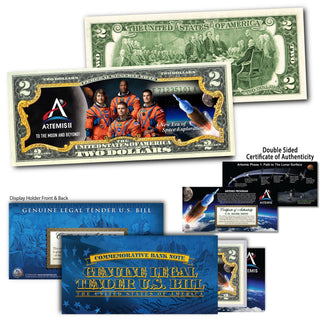 Artemis II Colorized $2 Bill | "A New Era of Space Exploration" | Genuine U.S. Legal Tender Collectible