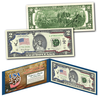 USA 250th Anniversary $2 Bill – Statue of Liberty Edition | Genuine Legal Tender