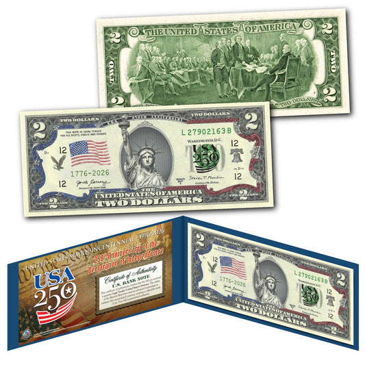 USA 250th Anniversary $2 Bill – Statue of Liberty Edition | Genuine Legal Tender