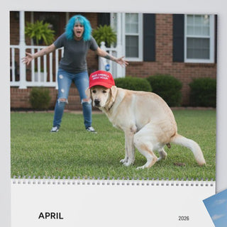 Pooping Dogs Owning Liberals 2026 Calendar - Funny Calendar & White Elephant Gag Gift Calendar