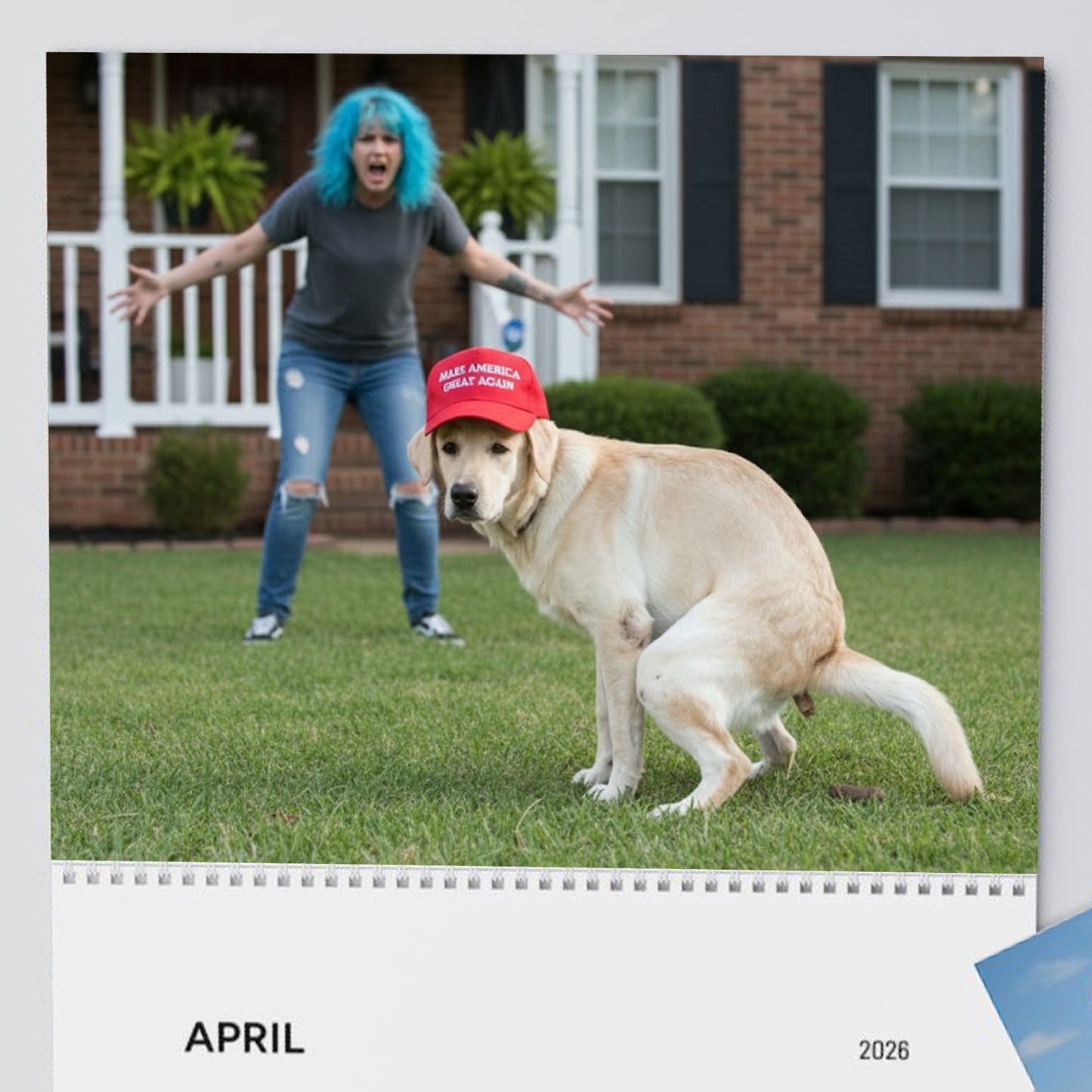 Pooping Pooches Owning Liberals 2026 Calendar - Funny Calendar & White Elephant Gag Gift
