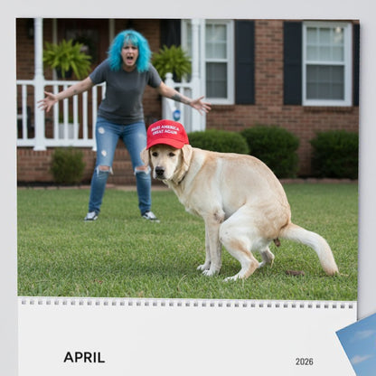 Pooping Pooches Owning Liberals 2026 Calendar - Funny Calendar & White Elephant Gag Gift