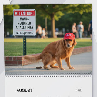 Pooping Dogs Owning Liberals 2026 Calendar - Funny Calendar & White Elephant Gag Gift Calendar