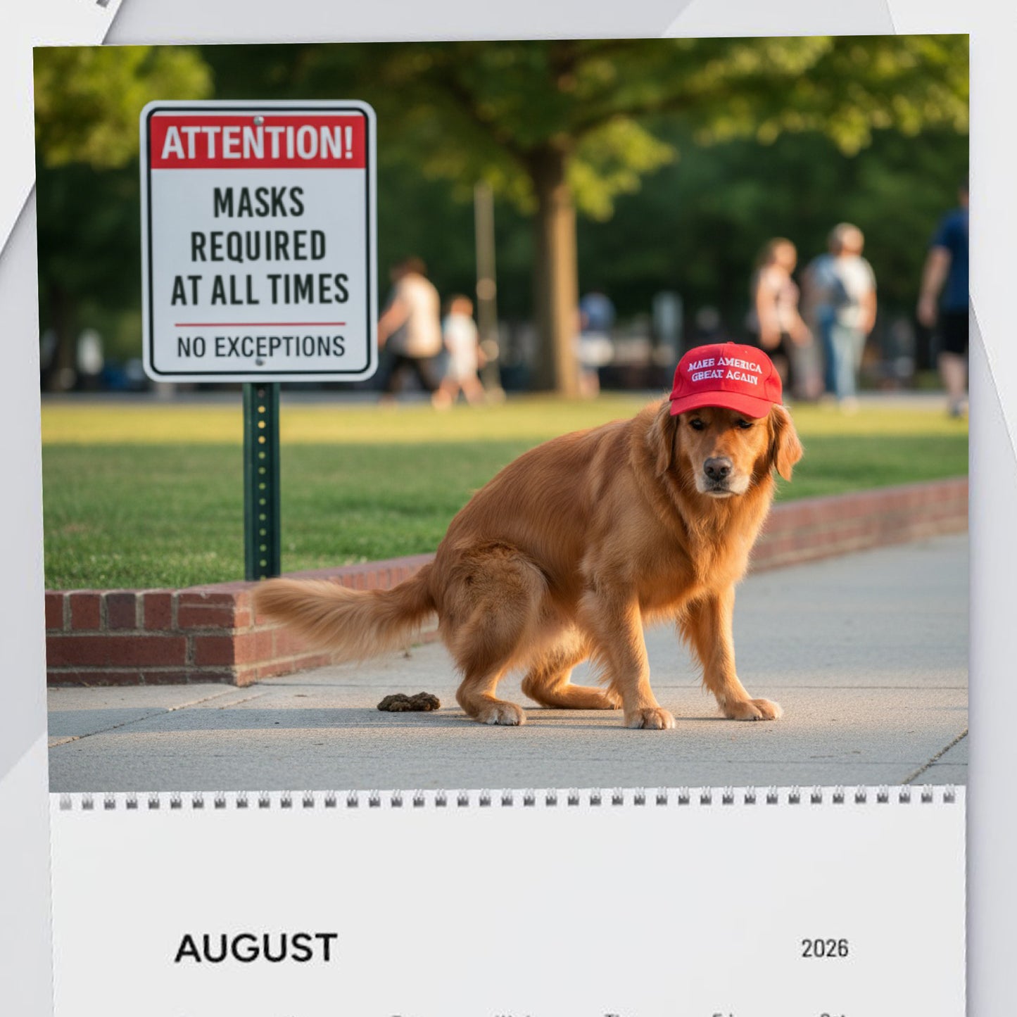 Pooping Pooches Owning Liberals 2026 Calendar - Funny Calendar & White Elephant Gag Gift