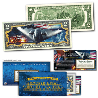 B-2 Spirit Stealth Bomber - Genuine Legal Tender U.S. $2 Bill