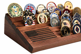 Flags of Valor - Wooden Desktop Challenge Coin Holder
