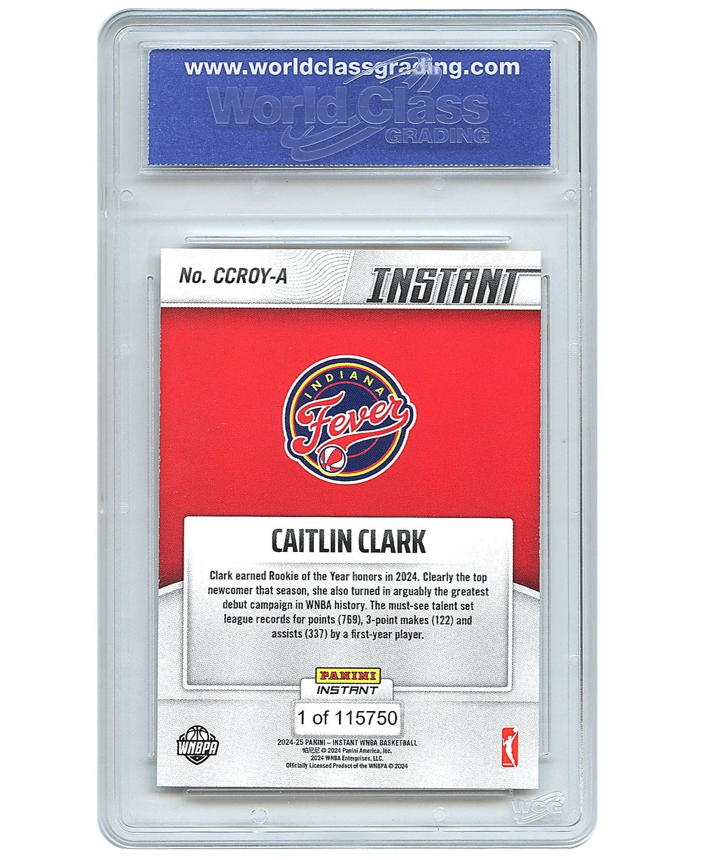 2024 Panini Instant CAITLIN CLARK Rookie of the Year ROOKIE CARD - Certified GEM MINT 10