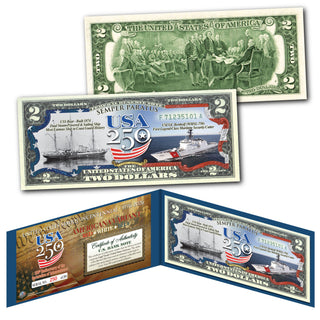 [FLAG BORDER] "SEMPER PARATUS" Coast Guard - Genuine Legal Tender U.S. $2 Bill (250 Available & Individually Numbered)