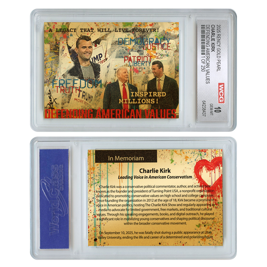 GOLD PEARL EDITION - Defending American Values Charlie Kirk Collectible Card - Only 250 Available - Individually Numbered