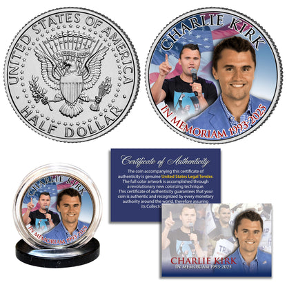 In Memoriam Medal Of Freedom Charlie Kirk Individually Numbered (to 3,000) Collectible Card + FREE MATCHING COIN!