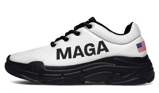 White and Black MAGA Chunky Sneakers