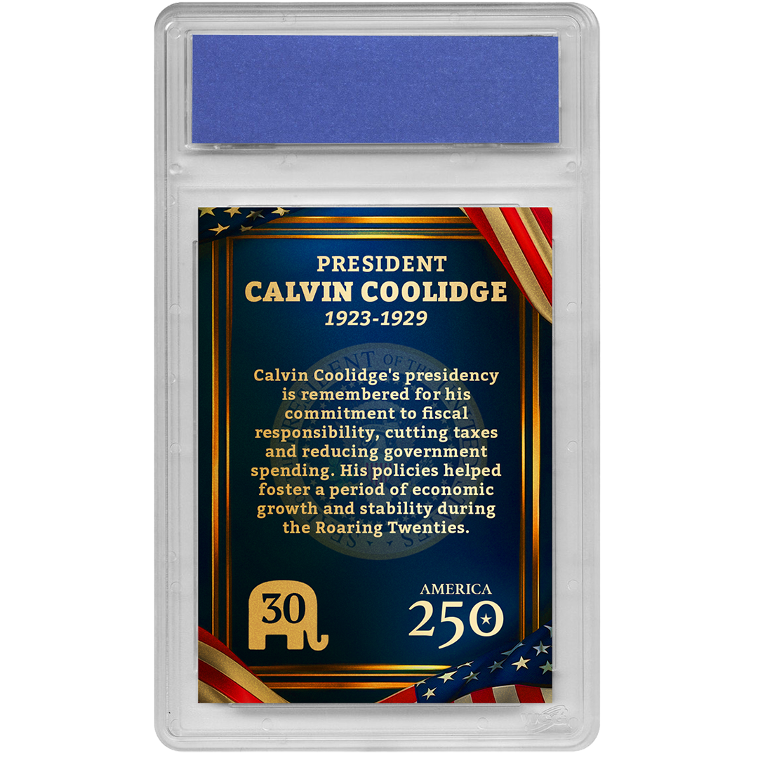 [GOLD EDITION] 30th President Calvin Coolidge | Republican Presidents Trading Card Collection | Only 50 Available | Individually Numbered | Graded Gem Mint 10