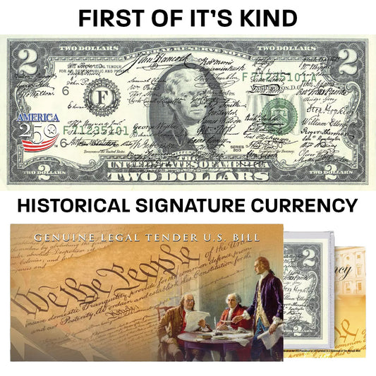 Declaration of Independence Signatures | America's 250th Anniversary Collectible $2 Bill
