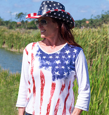 Women's Old Glory 3/4 Sleeve Top