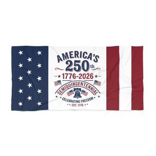 America's 250th Semiquincentennial Beach Towel – 1776–2026 Patriotic Flag Towel