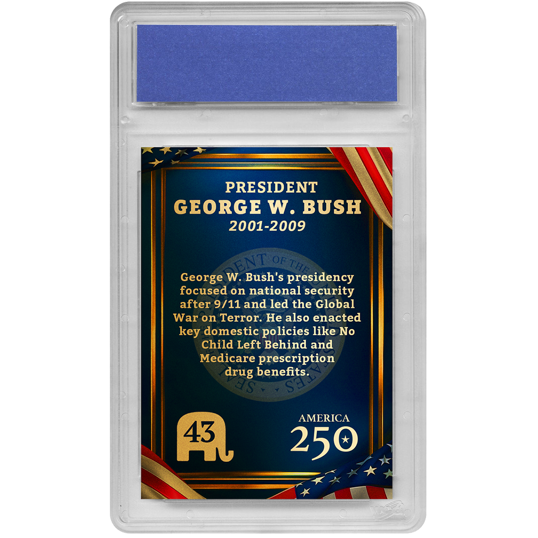 [GOLD EDITION] 43rd President George W. Bush | Republican Presidents Trading Card Collection | Only 50 Available | Individually Numbered | Graded Gem Mint 10