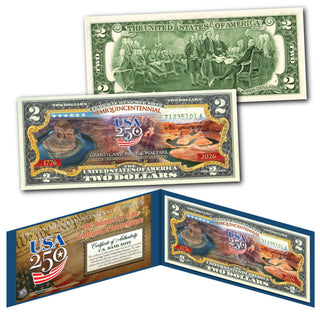 Grand Canyon Genuine Legal Tender $2 Bill – USA 250th Collector's Edition