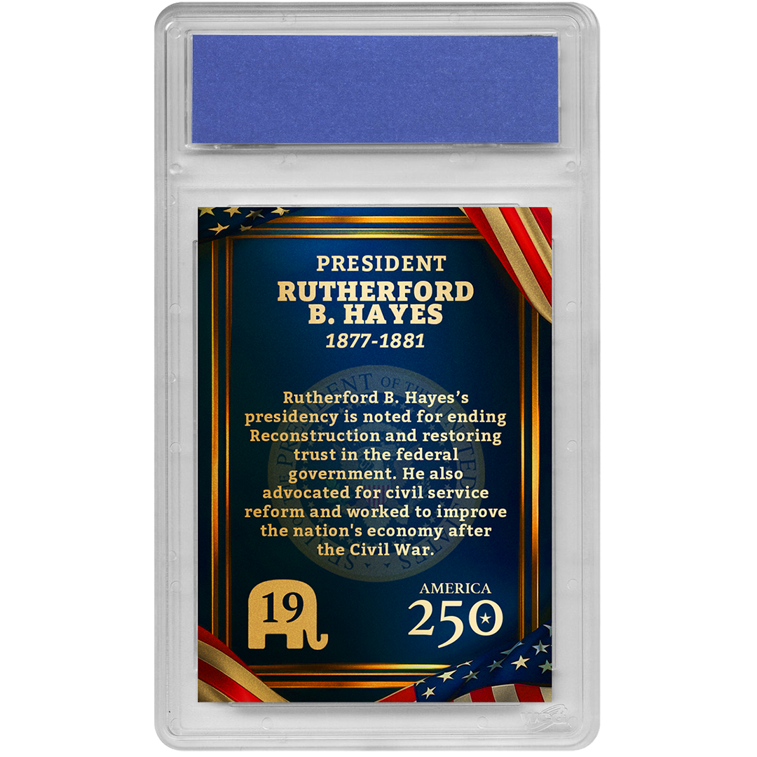 [GOLD EDITION] 19th President Rutherford B. Hayes | Republican Presidents Trading Card Collection | Only 50 Available | Individually Numbered | Graded Gem Mint 10