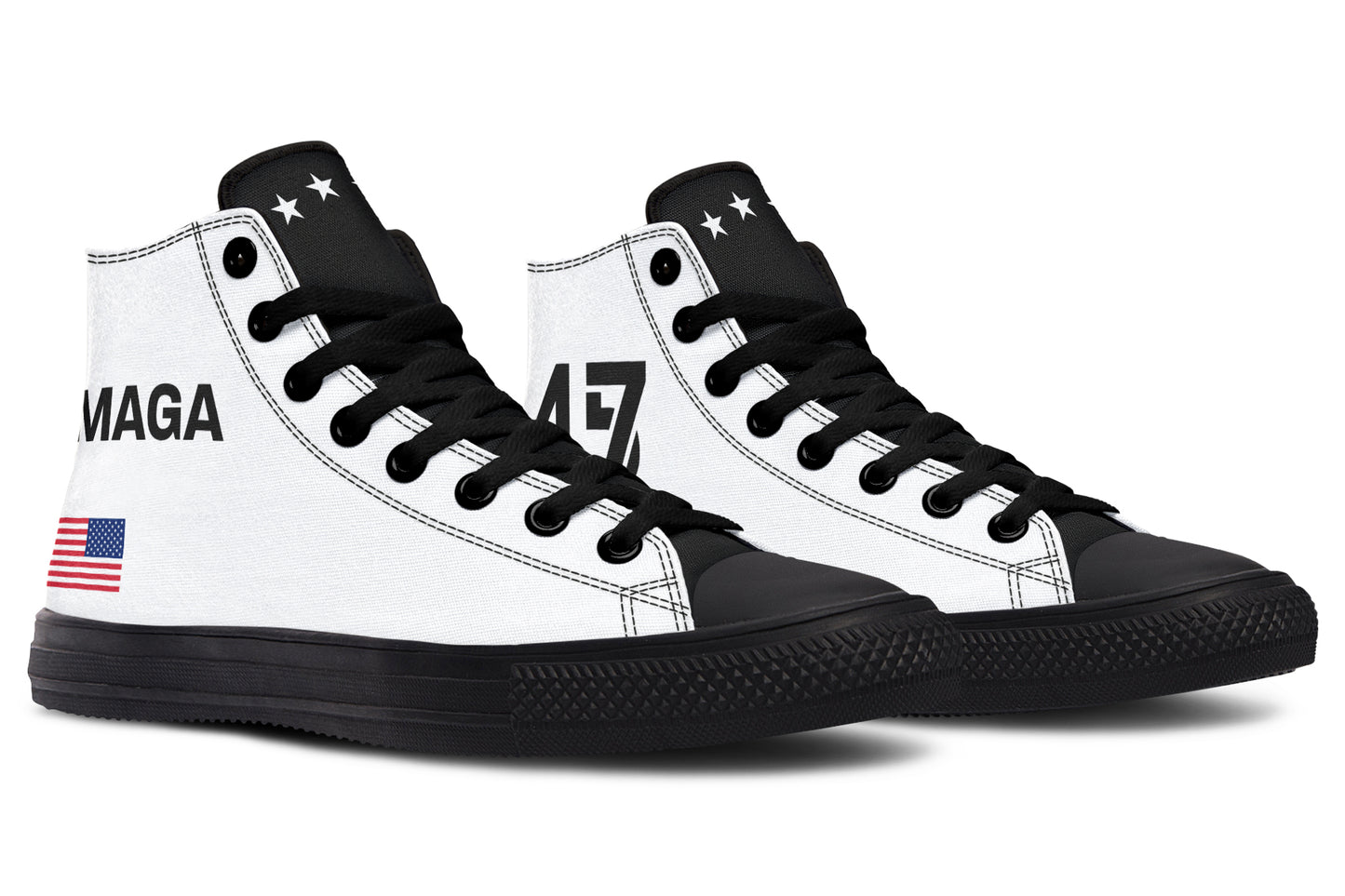 White and Black MAGA Hightops