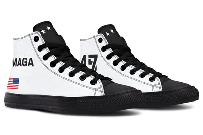 White and Black MAGA Hightops
