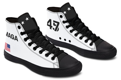 White and Black MAGA Hightops