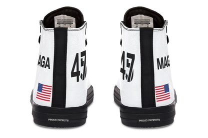 White and Black MAGA Hightops