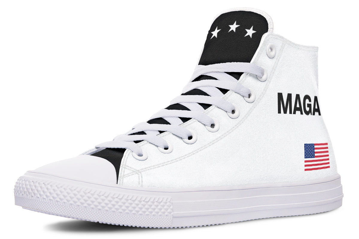 White and Black MAGA Hightops