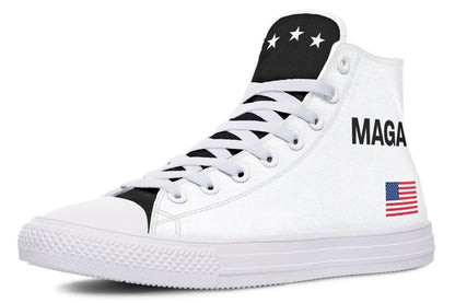 White and Black MAGA Hightops