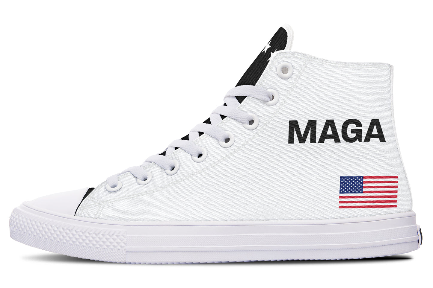 White and Black MAGA Hightops
