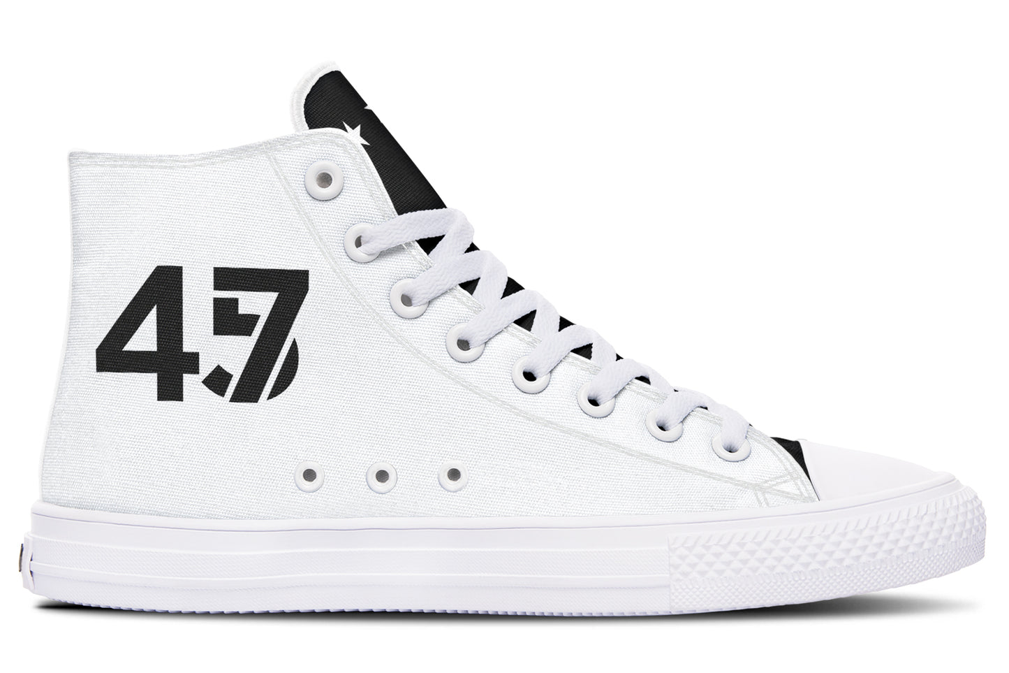 White and Black MAGA Hightops