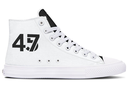 White and Black MAGA Hightops