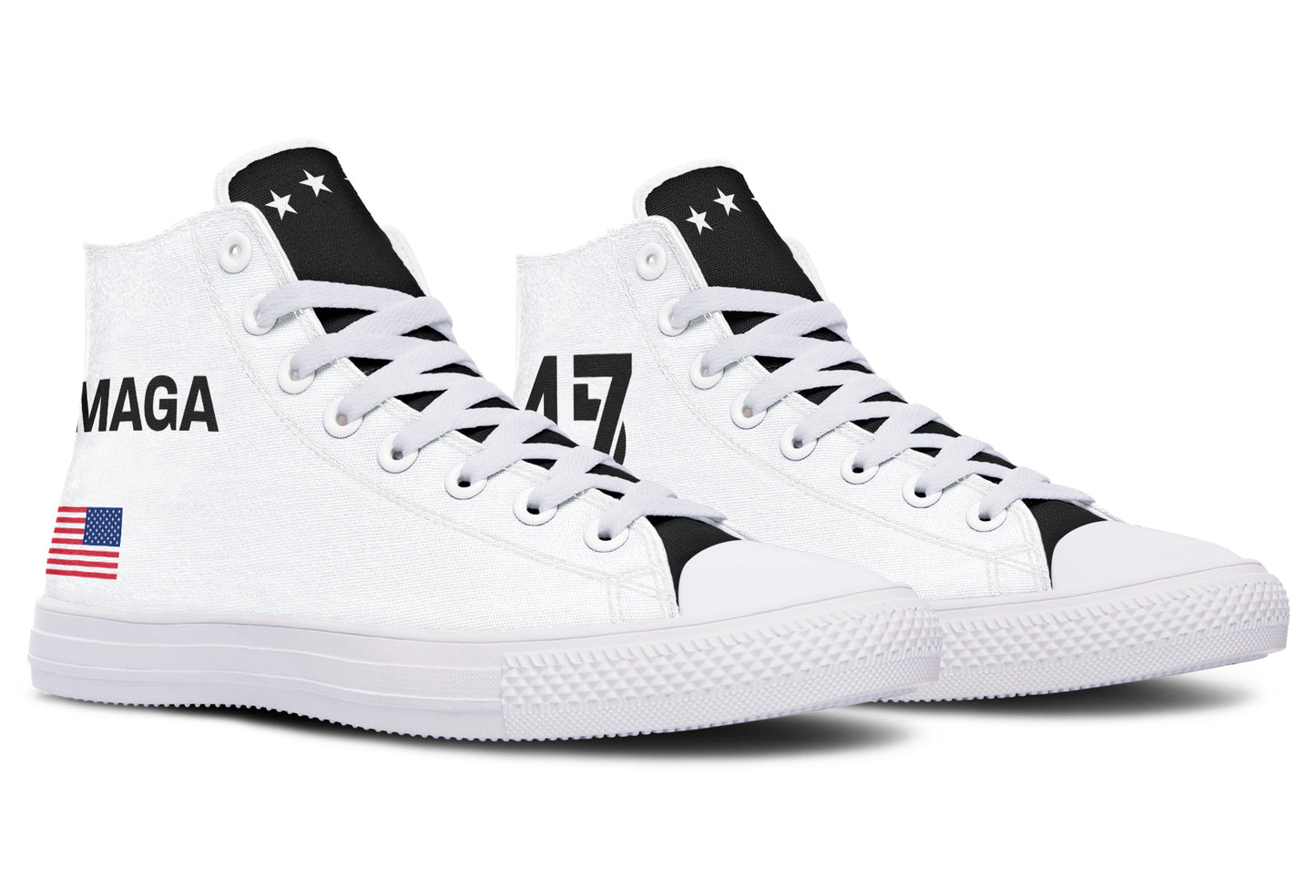 White and Black MAGA Hightops