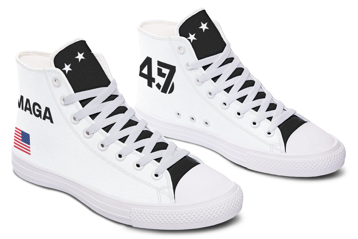 White and Black MAGA Hightops