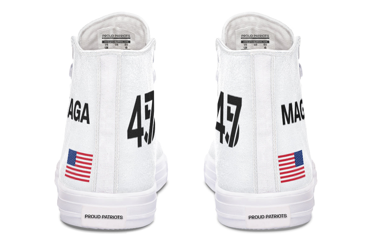 White and Black MAGA Hightops