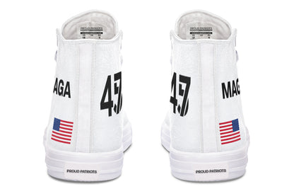 White and Black MAGA Hightops