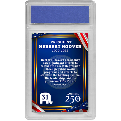 31st President Herbert Hoover | Republican Presidents Trading Card Collection | Graded Gem Mint 10