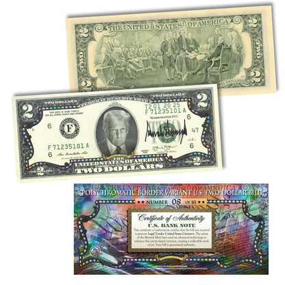 [POLYCHROMATIC BORDER] Only 10 Available | 47th President Donald Trump $2 Bill - Genuine Legal Tender