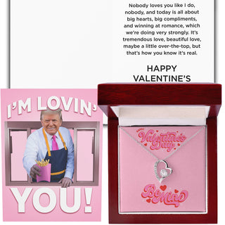 I'm Lovin' You Card + Happy Valentines Day Necklace (Valentines Day Gift Bundle)