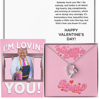 I'm Lovin' You Card + Happy Valentines Day Necklace (Valentines Day Gift Bundle)