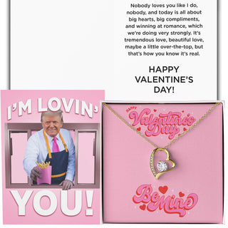 I'm Lovin' You Card + Happy Valentines Day Necklace (Valentines Day Gift Bundle)