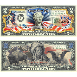 250th Anniversary – Indian & Independence $2 Bill Set