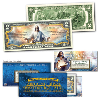 Jesus Clouds John 3:16 - Collectible Genuine Legal Tender $2 Bill