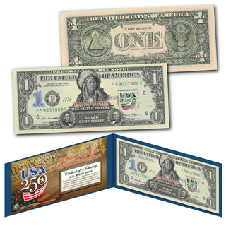 Lincoln & Grant (Indian Chief) Genuine Legal Tender $1 Bill – USA 250th Collector's Edition