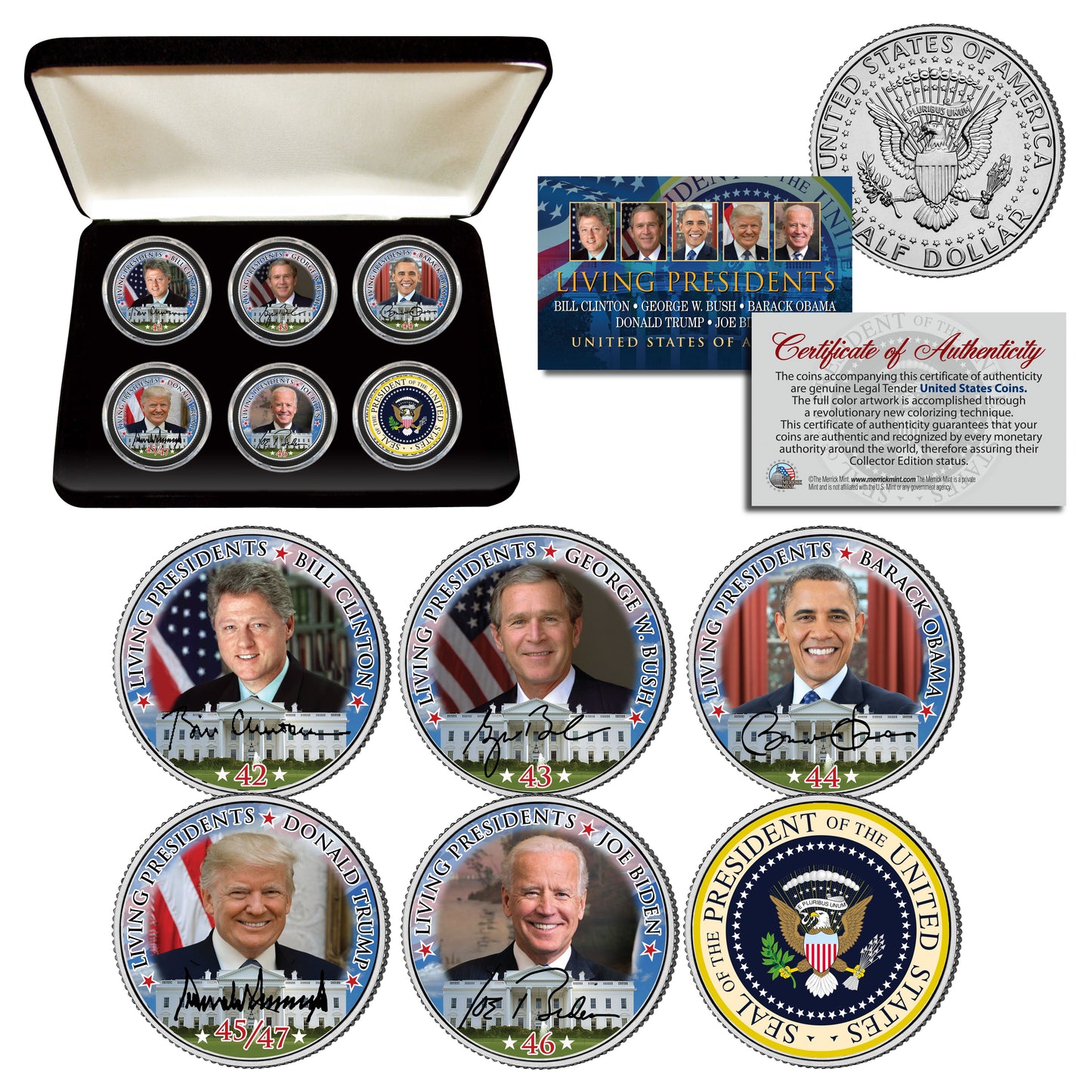 2025 - Living Presidents Genuine Half Dollar 6 - Coin Set In Box