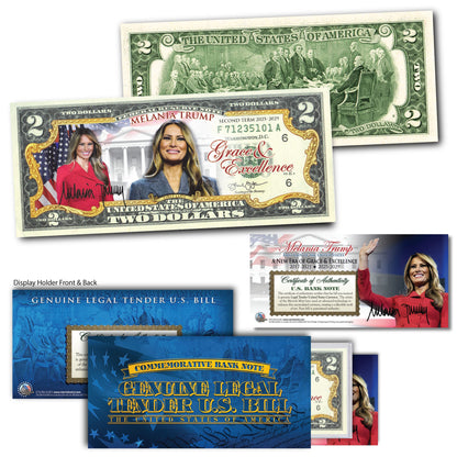 Melania Trump - Grace & Excellence $2 Bill - Genuine Legal Tender