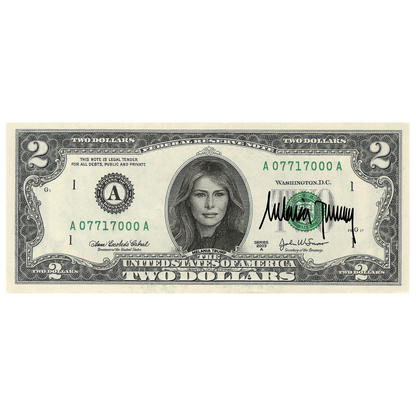 First Lady Melania Trump Collectible $2 Bill (Genuine Legal Tender)