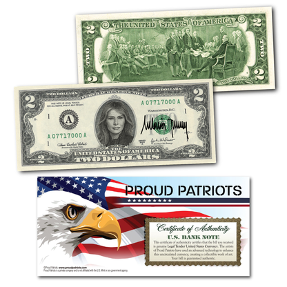 First Lady Melania Trump Collectible $2 Bill (Genuine Legal Tender)
